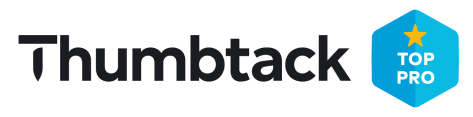 Graphic with Thumbtack logo and a seal reading: "Top Pro"